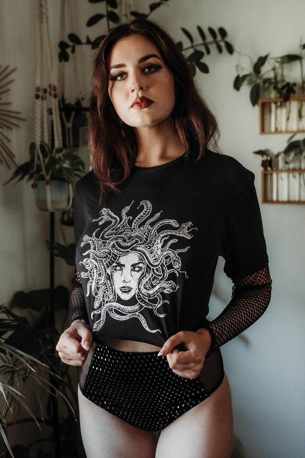 Fishnet Medusa Crop Top - womens tops - VampireFreaks - The Pretty Cult