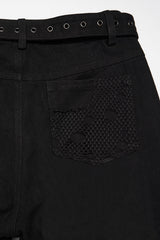 baggy street style mens distressed black denim jean  pants