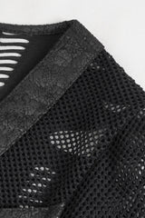 womens vegan leather fishnet shirt