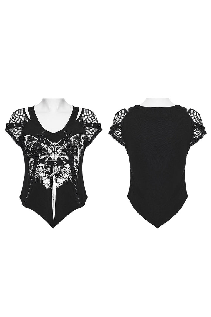 womens emo bat printed shirt