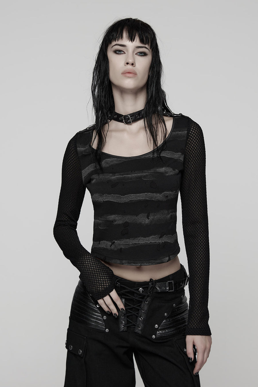 fishnet long sleeve gothic top