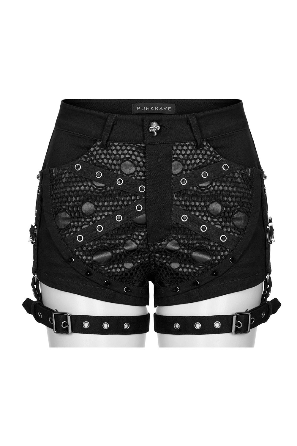 grunge goth spiked shorts  and leg straps 