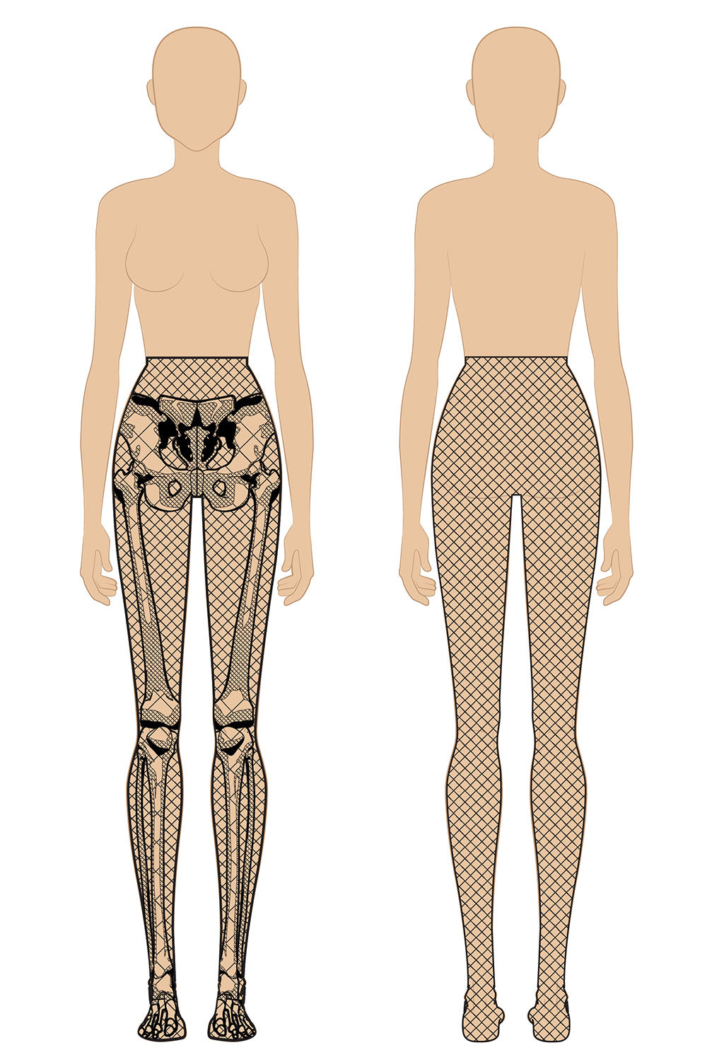 womens high-waisted skeleton bone tights