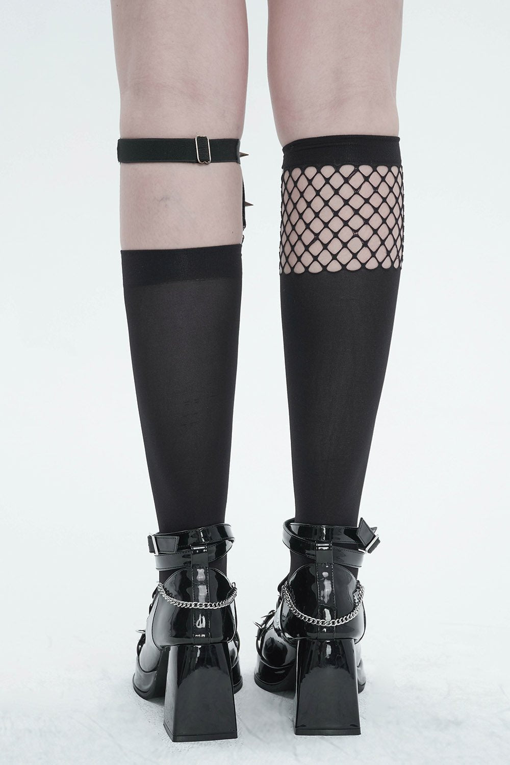 Fishnet Stockings Garter Set - socks & stockings - VampireFreaks - Devil Fashion