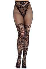 Black lace fishnet stockings on a white background