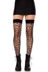 distressed netted thigh highs