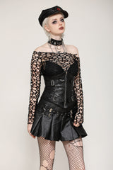 womens black long sleeve punk top