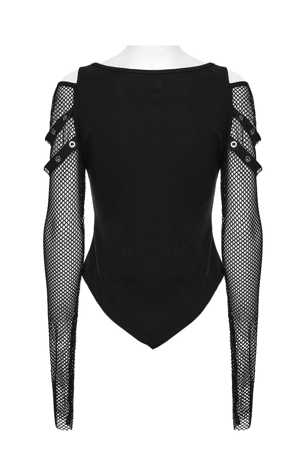 bat vampire cold shoulder fishnet top