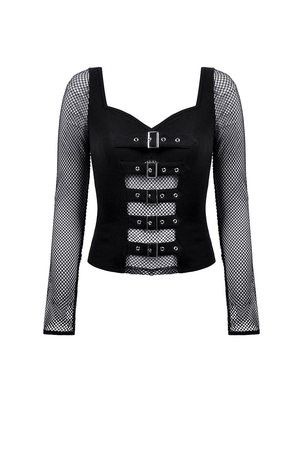 gothic black fishnet long sleeve top