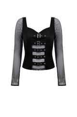 gothic black fishnet long sleeve top