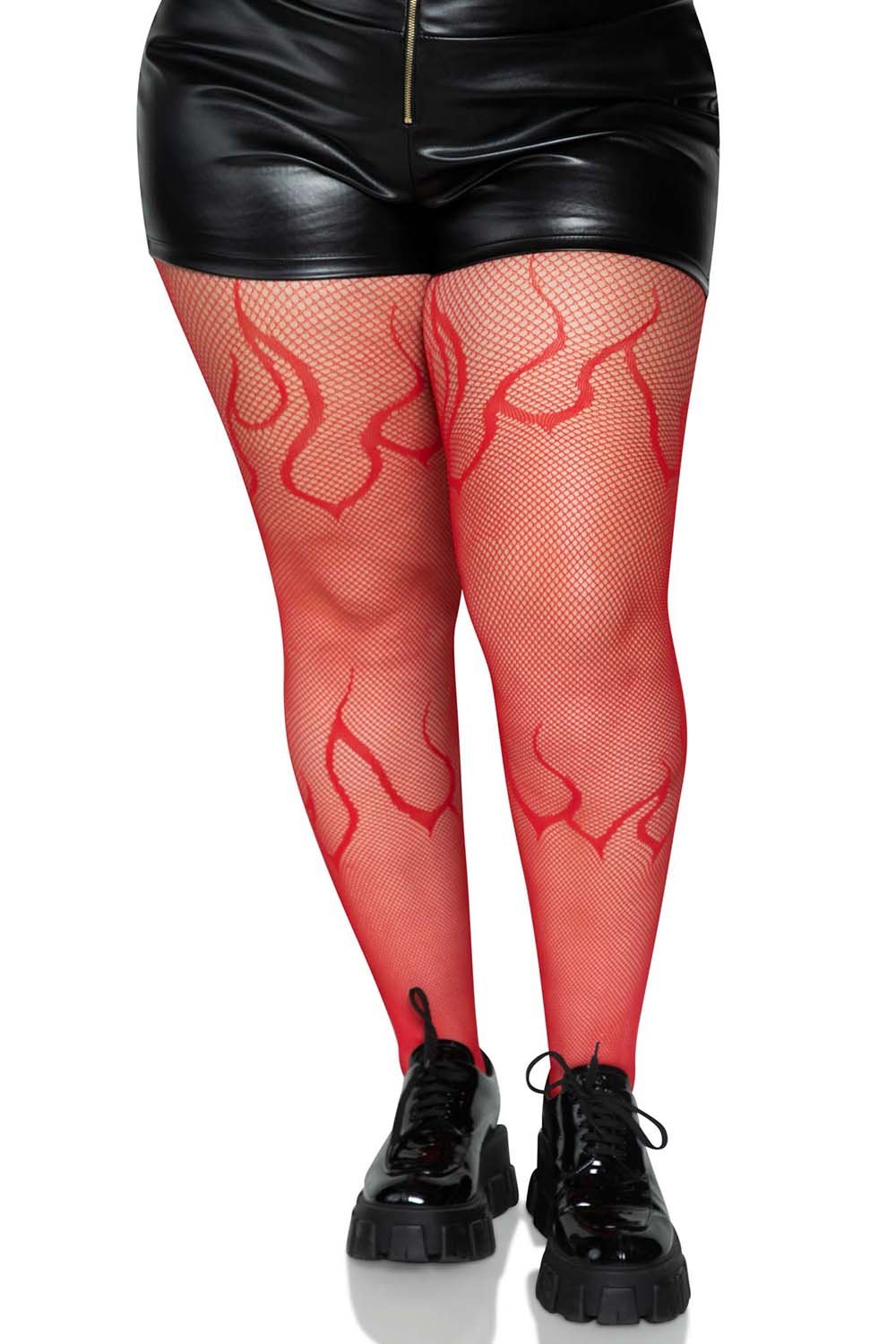 Flame Net Tights [Plus Size] [Red] - socks & stockings - VampireFreaks - Leg Avenue