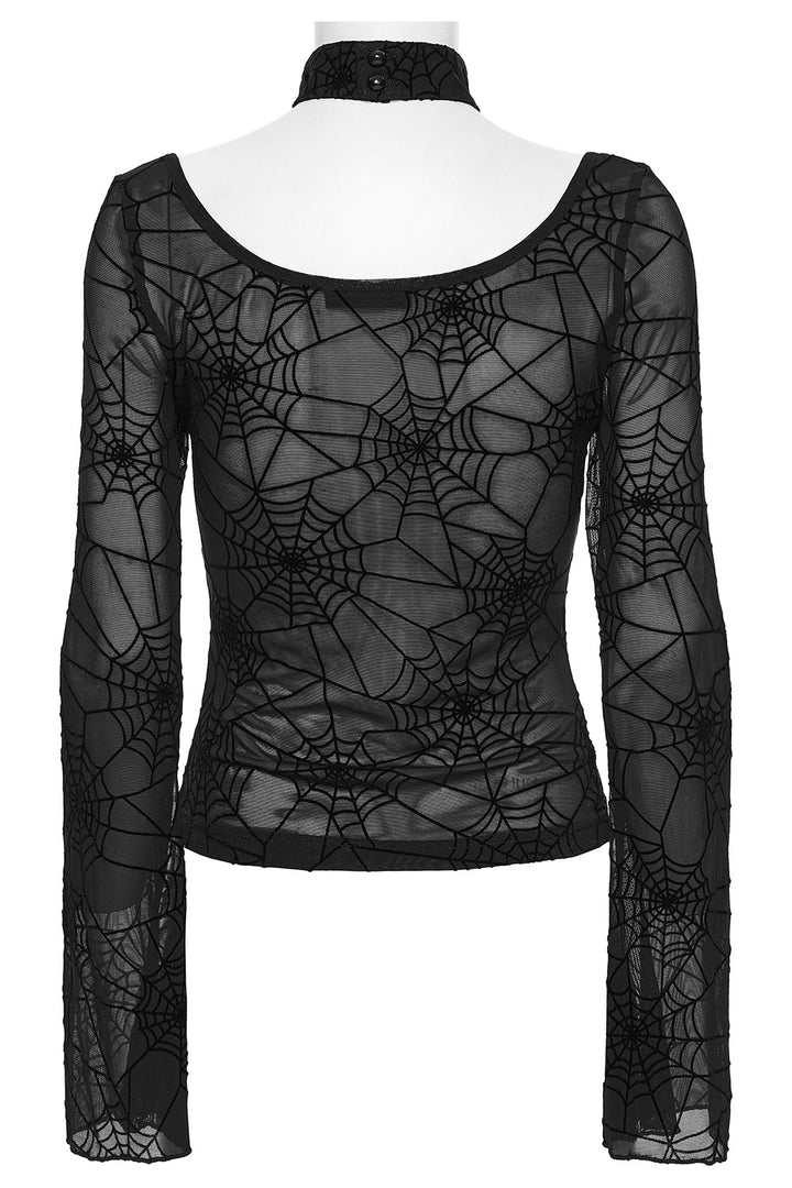 dark pinup long sleeve mesh spiderweb shirt