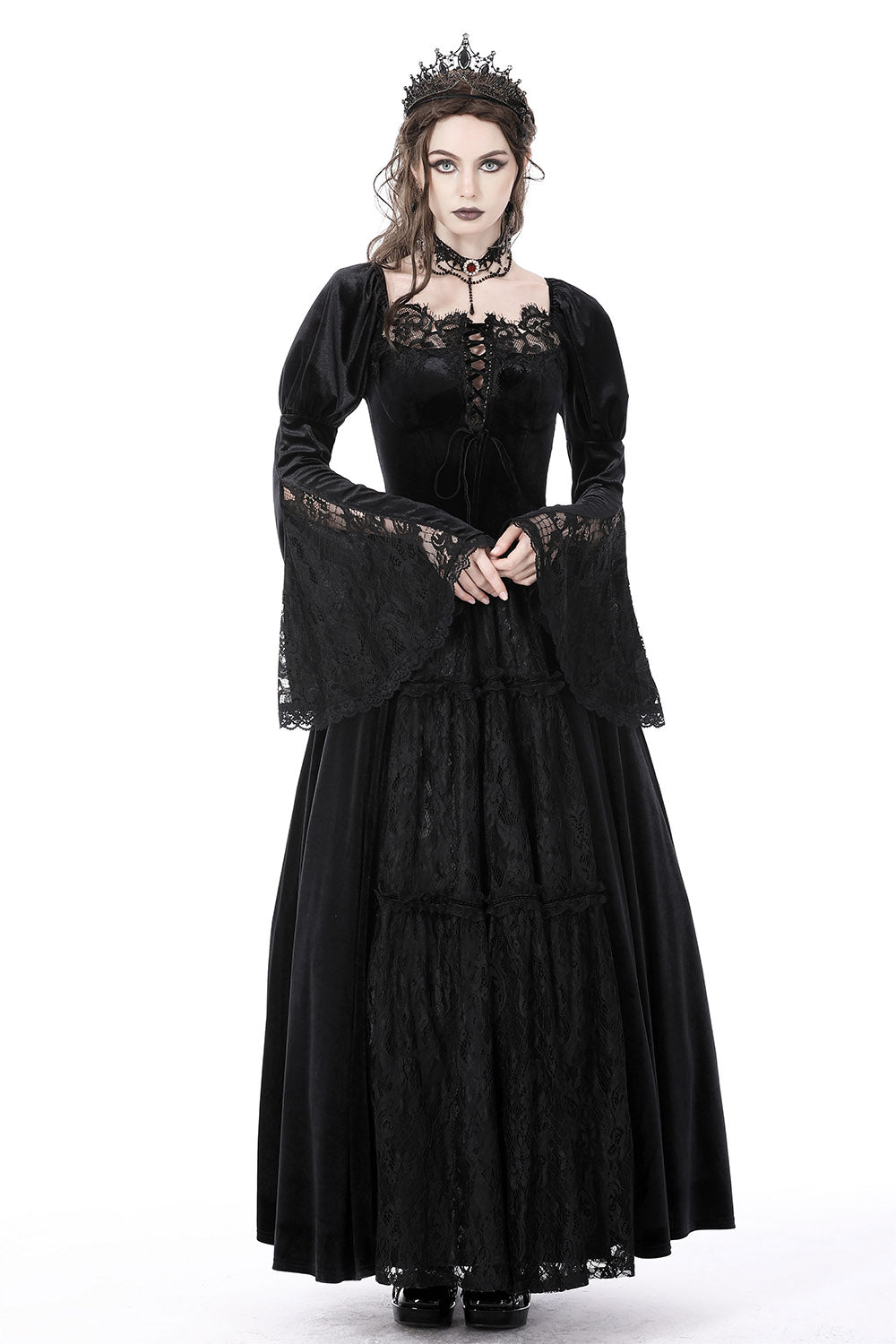Morose Velvet Victorian Maxi Dress – VampireFreaks display picture 2