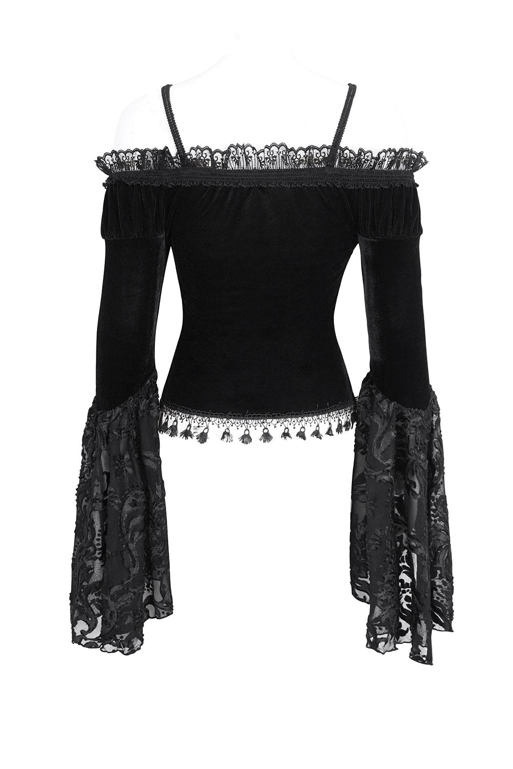 vintage goth tassel long sleeve blouse