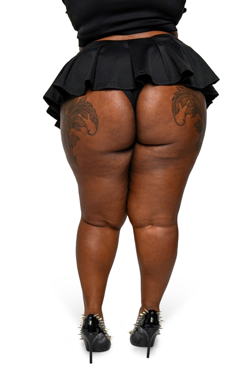 womens gothic plus size black swim skirt with attached bikini bottoms 