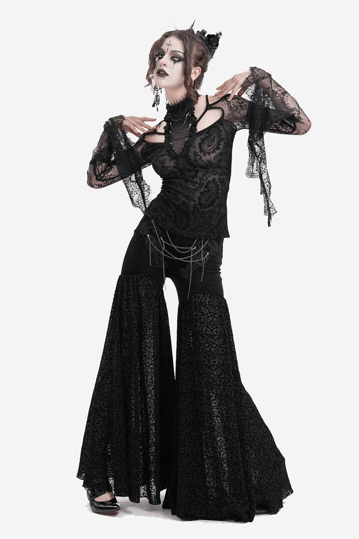 flared bell sleeve gothic blouse