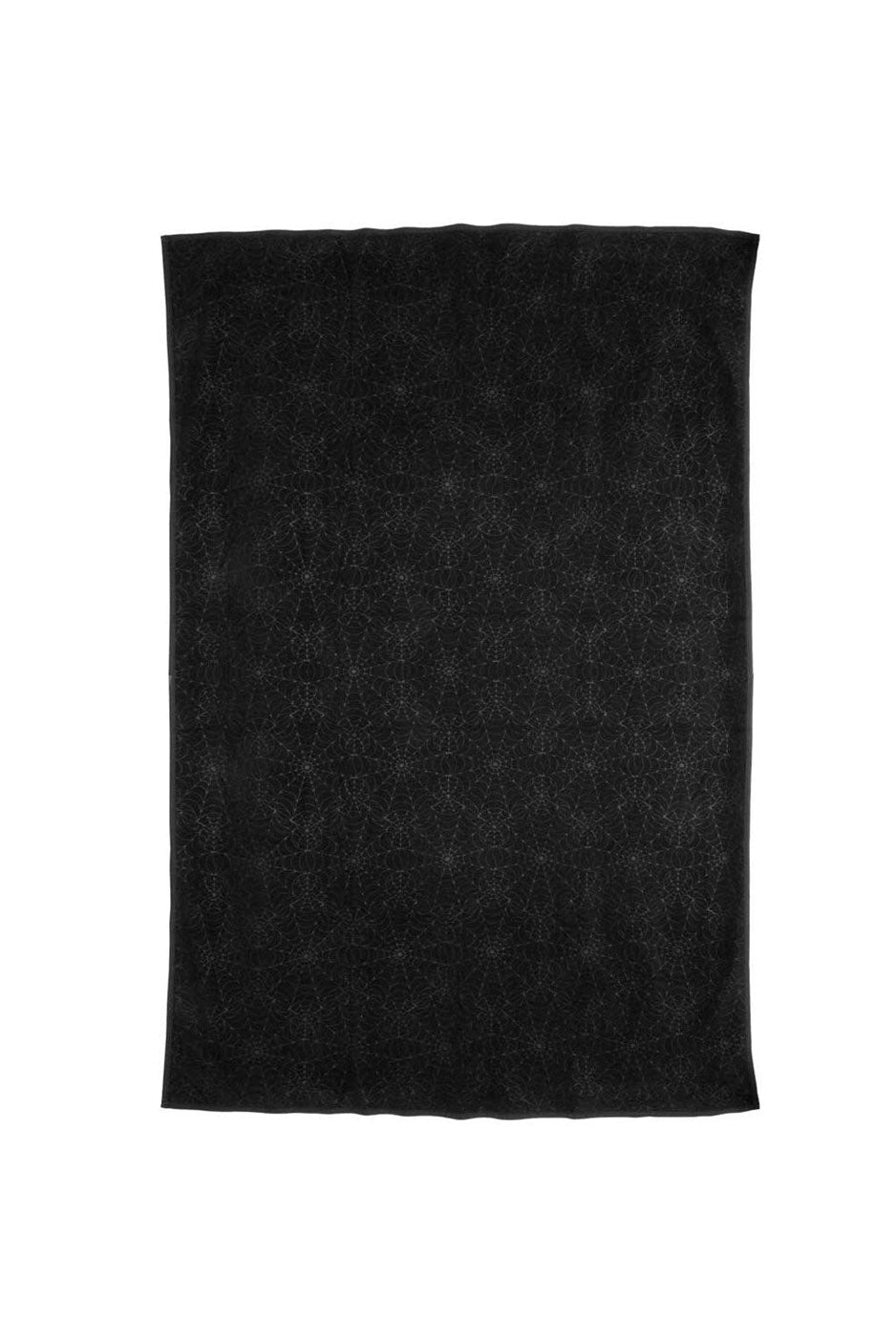 black plush spiderweb pattern blanket