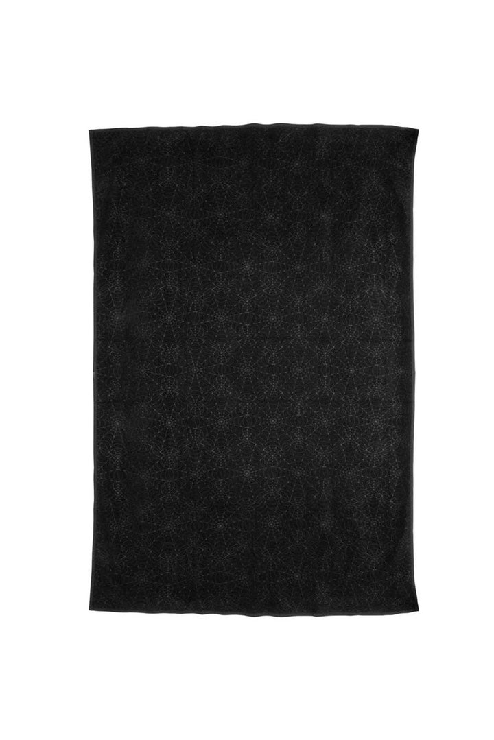 black plush spiderweb pattern blanket