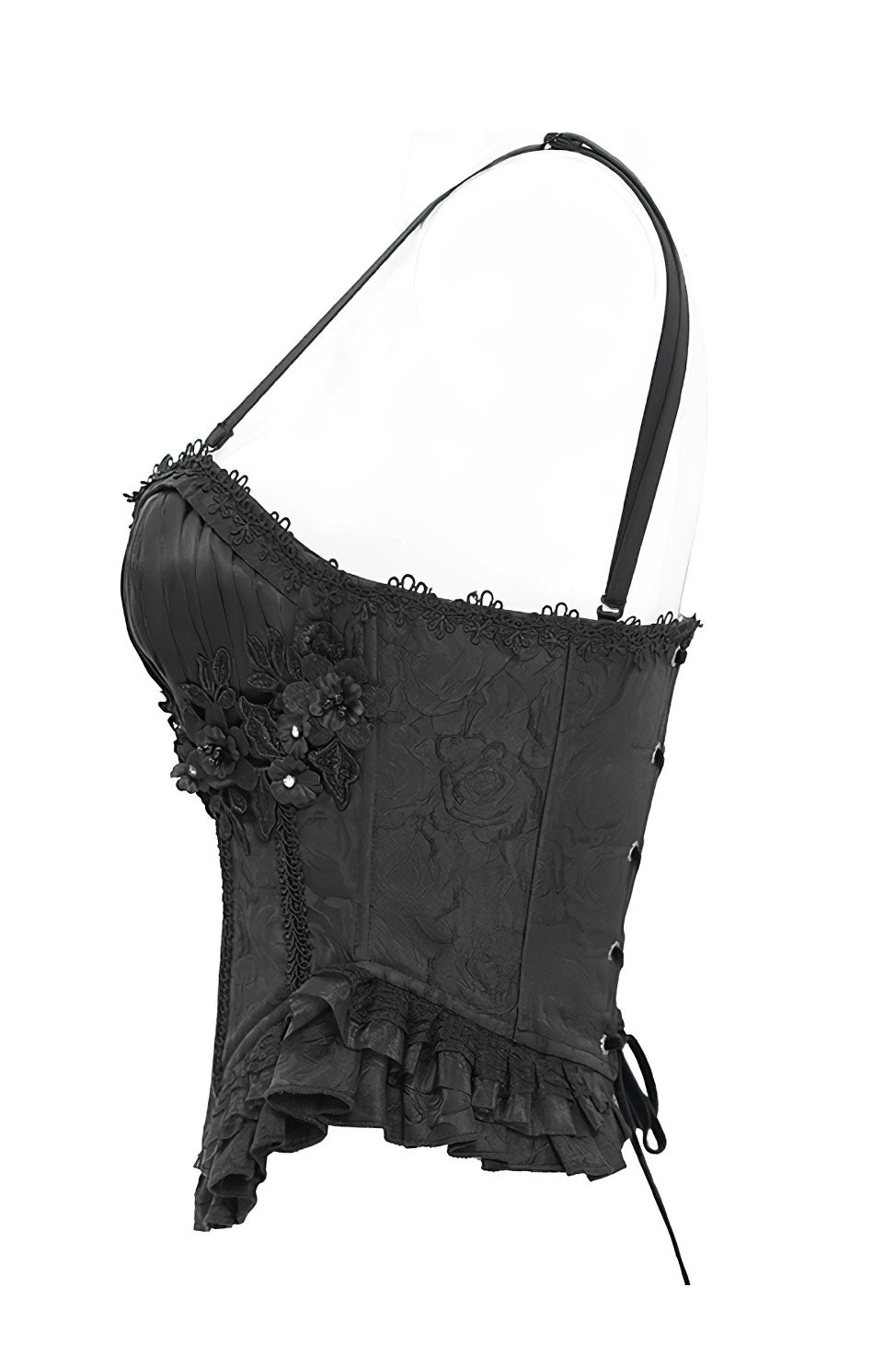 faux flower gothic corset top by devil fashion 