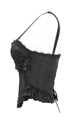 faux flower gothic corset top by devil fashion 