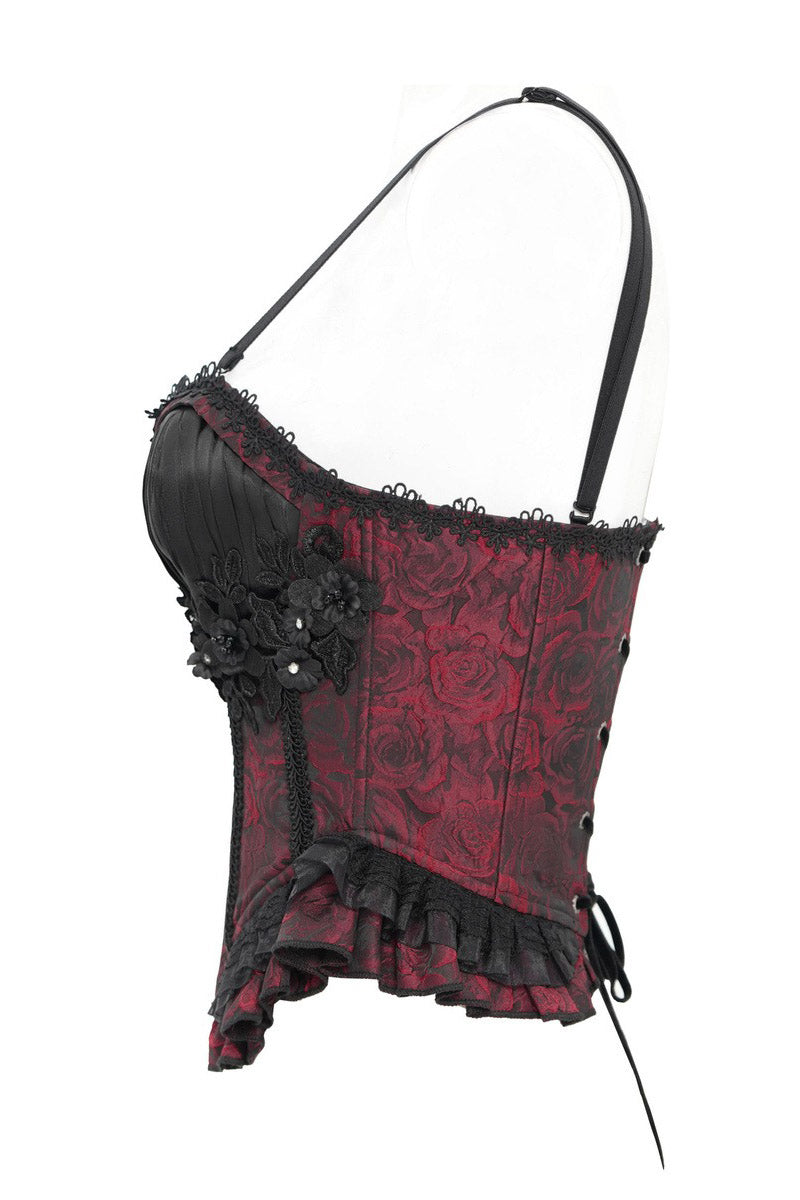 sweetheart neckline red and black queen of hearts top