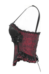 sweetheart neckline red and black queen of hearts top