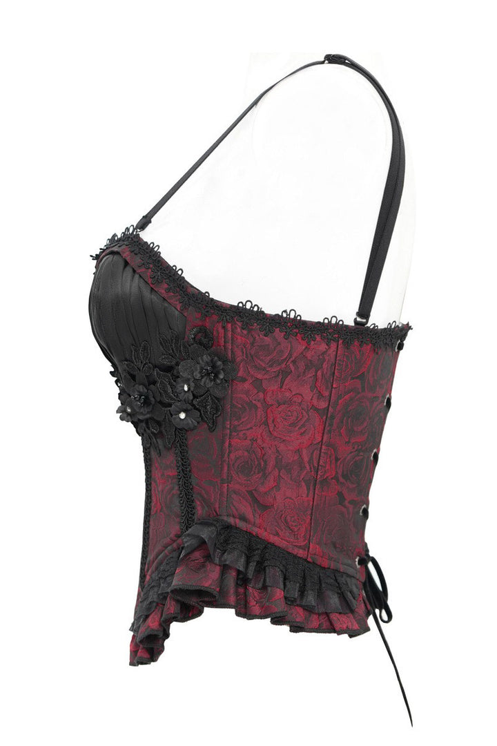 sweetheart neckline red and black queen of hearts top