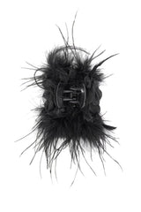 Floral Feathered Hair Claw - hats & scarves & headwear - VampireFreaks - Devil Fashion