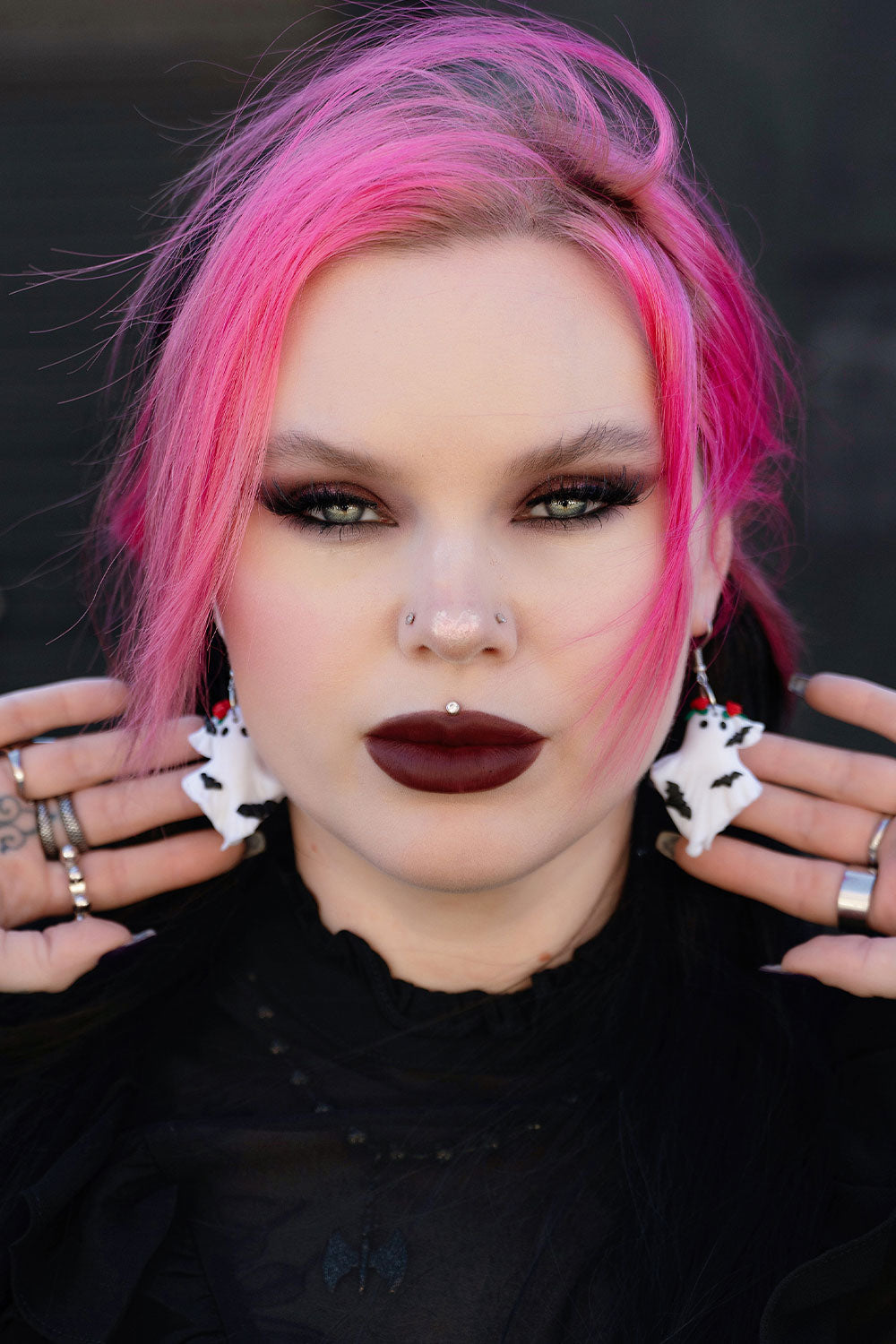 creepy cute polymer clay ghost earrings