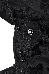 womens gothic floral jacket with faux flowers