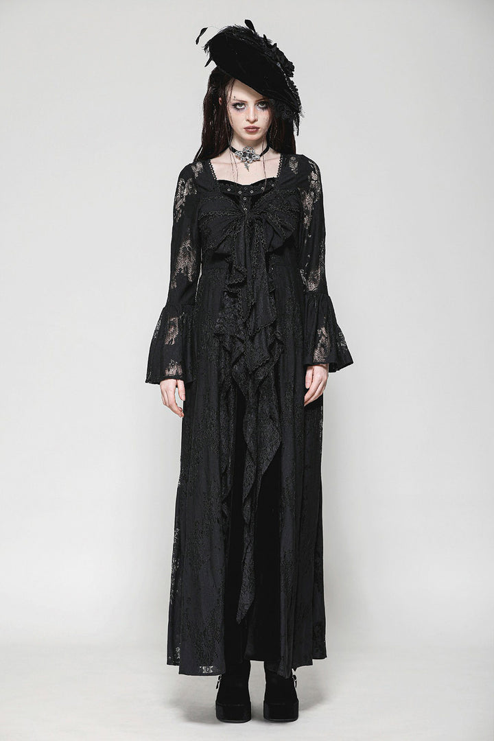 flared sleeve maxi goth robe