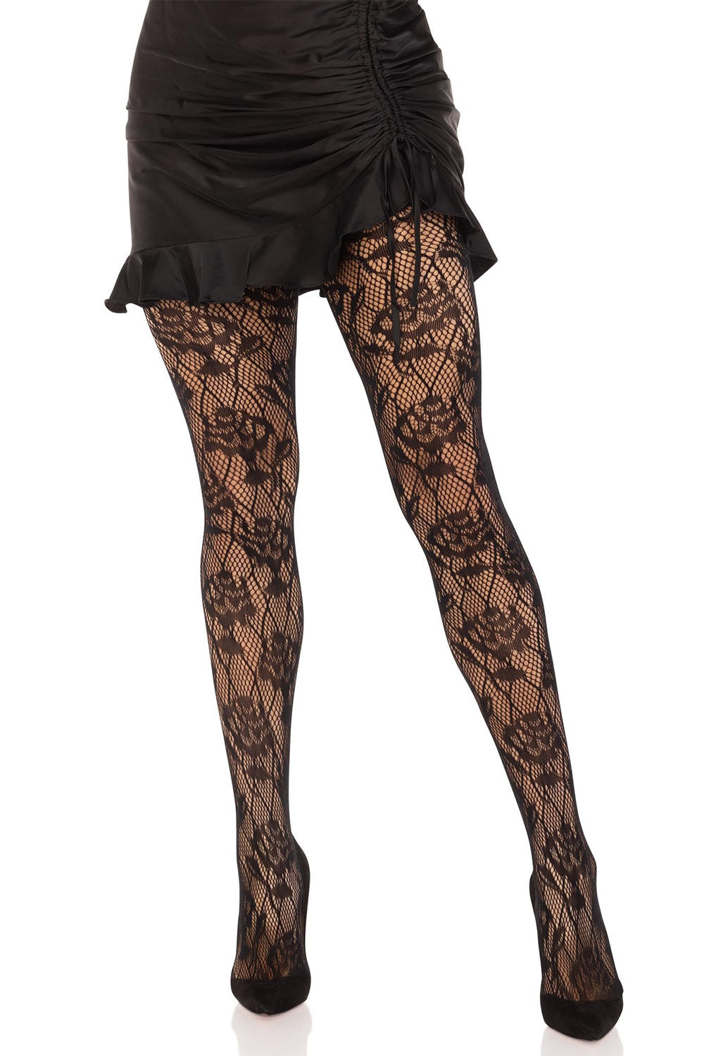 gothic rose fishnet tights