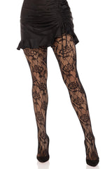 gothic rose fishnet tights