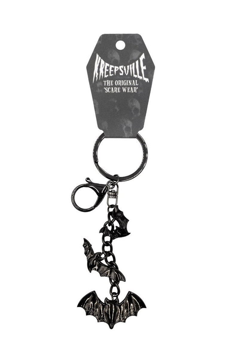 Flying Bats Charm Keychain