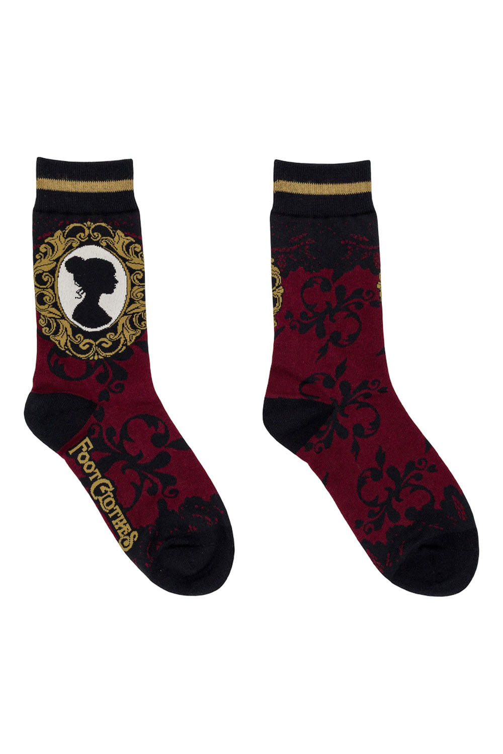 foot clothes mourning cameo brooch socks