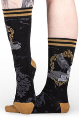 womens knitted edgar allan poe raven socks