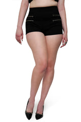 cute womens black shorts with high waist and zipper pockets available in plus sizes
