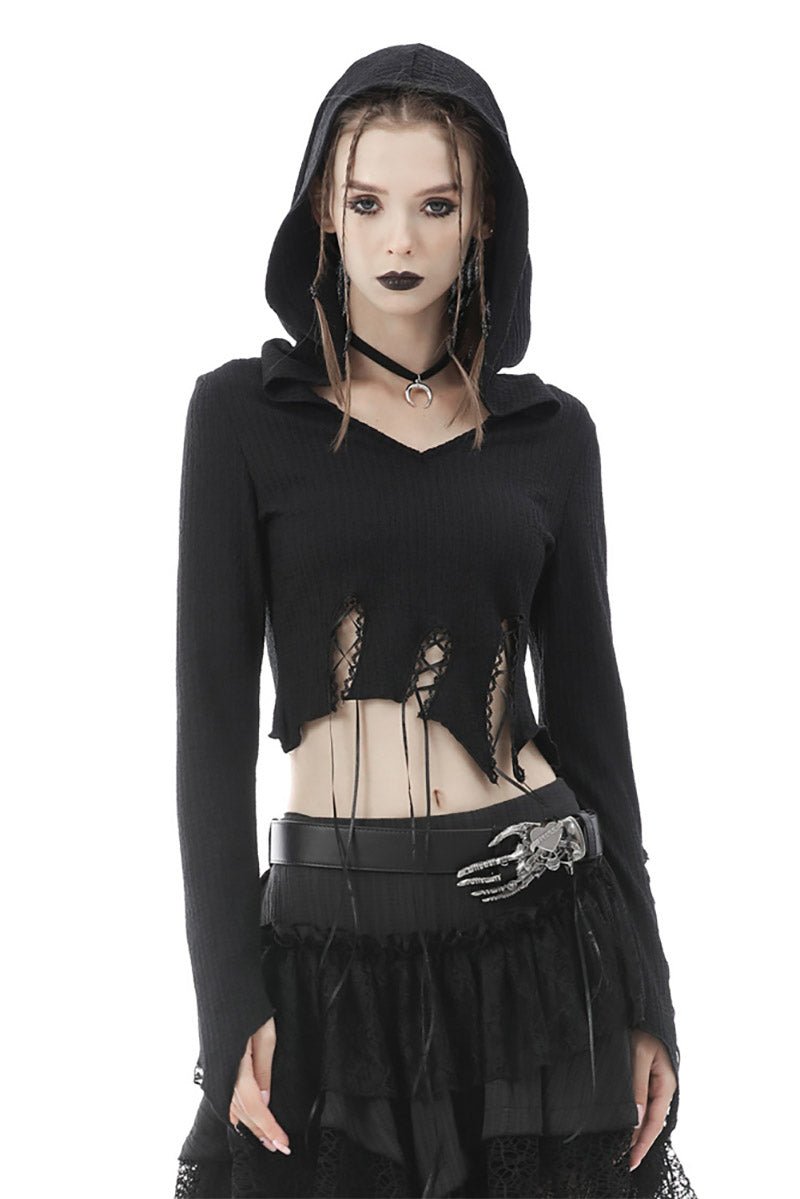 Forest Witch Asymmetric Crop Top - womens tops - VampireFreaks - Dark In Love