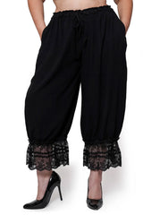 goth fashion lace trim womens bloomer pants