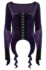 flared long sleeve witchy tattered hem top 