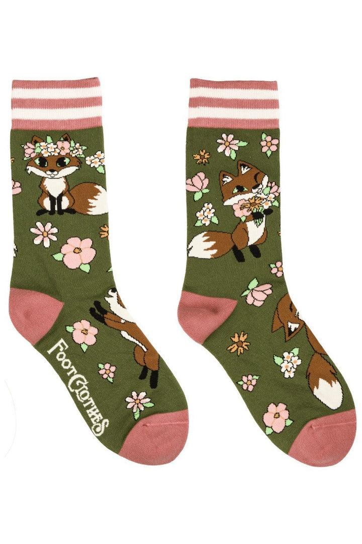 pink and green floral socks