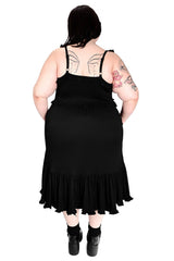 smocked midi length gothic dress