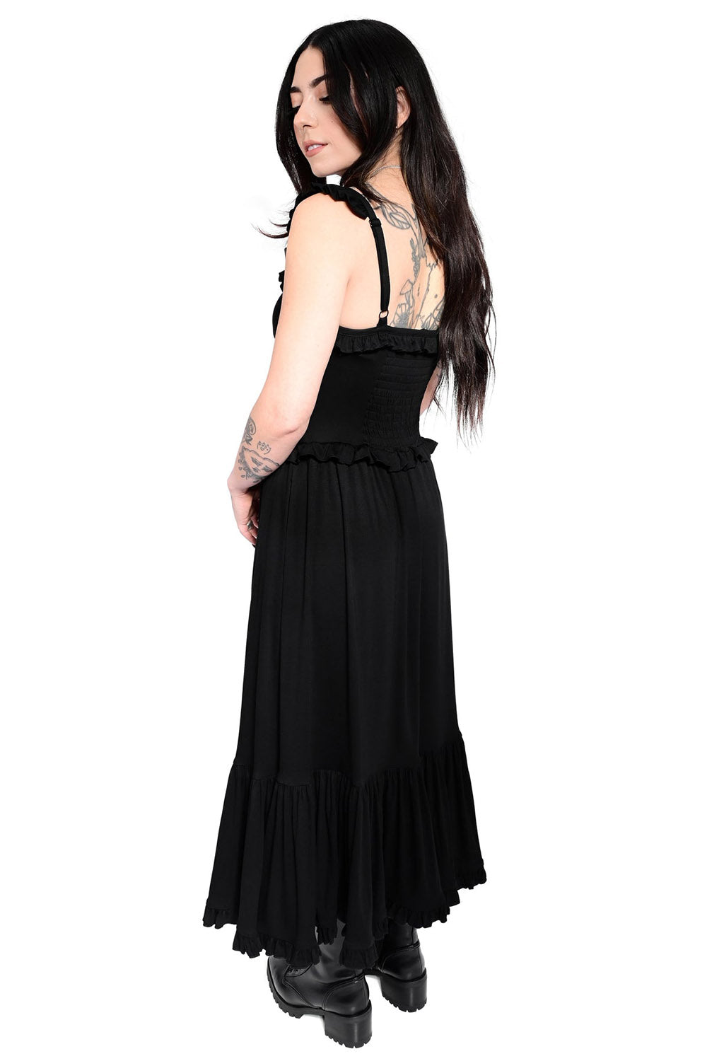 ruffled midi length gothic dress