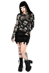 Goth fashion creepy top with doll heads
