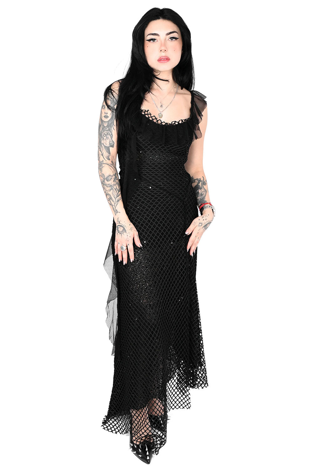 goth punk siren marina dress with sequins and chiffon from Foxblood