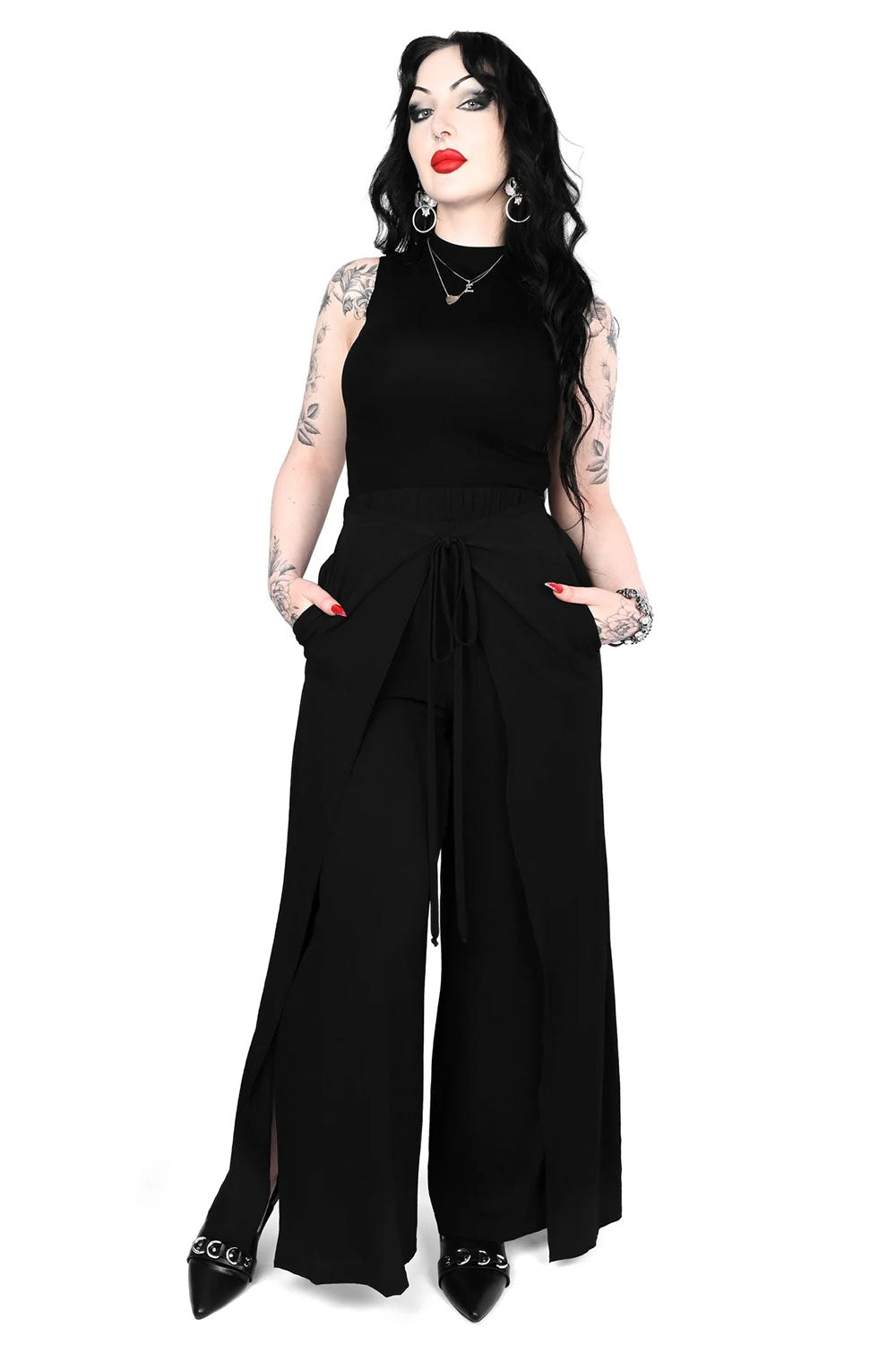 Foxblood black wide leg pants for women