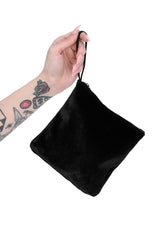 black velvet fold-up flats for dancing and matching bag