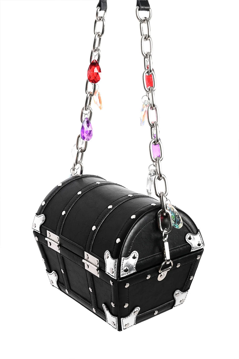 goth punk treasure chest purse with detachable zipper coin purse with treasure art