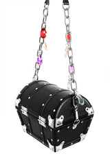 goth punk treasure chest purse with detachable zipper coin purse with treasure art