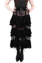 high-waisted ruffle drawstring tie-up skirt